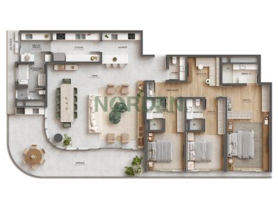 Apartamento, 182m² com 3 quartos, 3 suítes e 2 vagas, Oceana em Florianópolis
