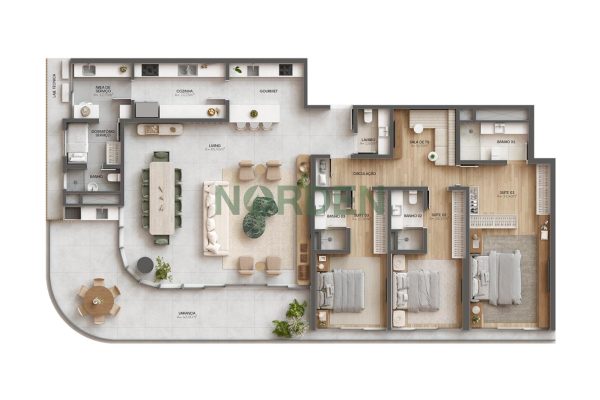 Apartamento, 182m² com 3 quartos, 3 suítes e 2 vagas, Oceana em Florianópolis
